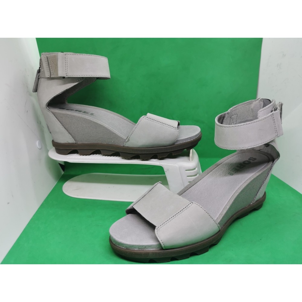 SOREL Women's JOANIE II ANKLE STRAP SANDAL DOVE Wedge Heeled Sandals Size 9.5